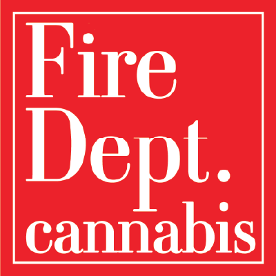Fire Dept. cannabis logo in red and white